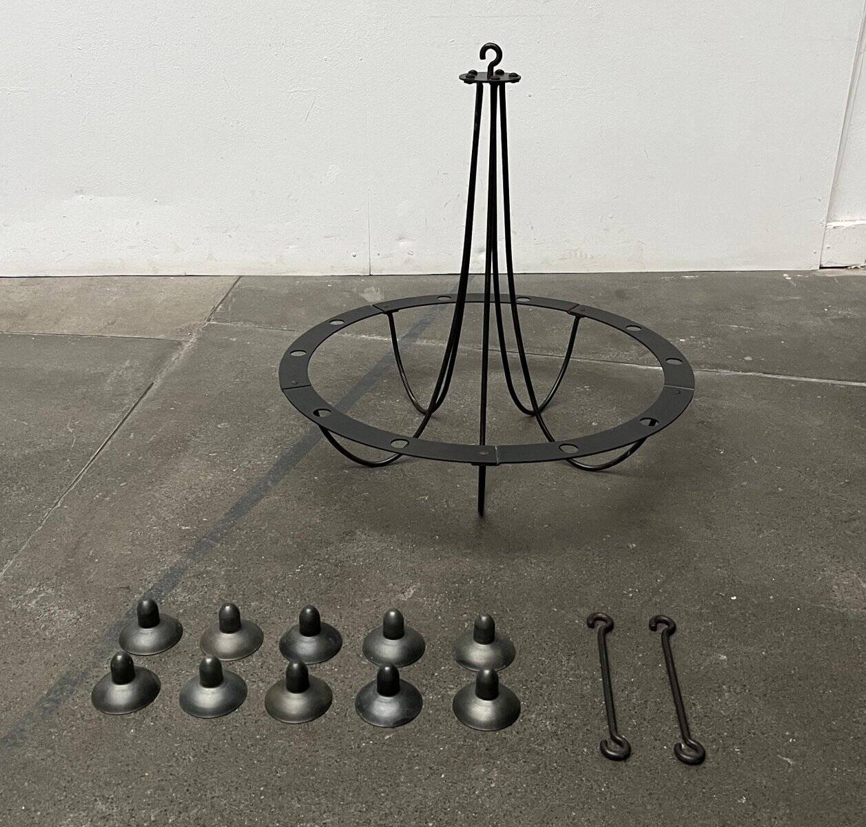 Vintage wrought iron candlestick chandelier by Ehlén Johansson for Ikea, 1990s.