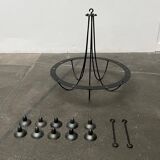 Vintage wrought iron candlestick chandelier by Ehlén Johansson for Ikea, 1990s.