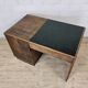 Antique Wood Art Deco Desk with Bookshelf and Archive Drawers
