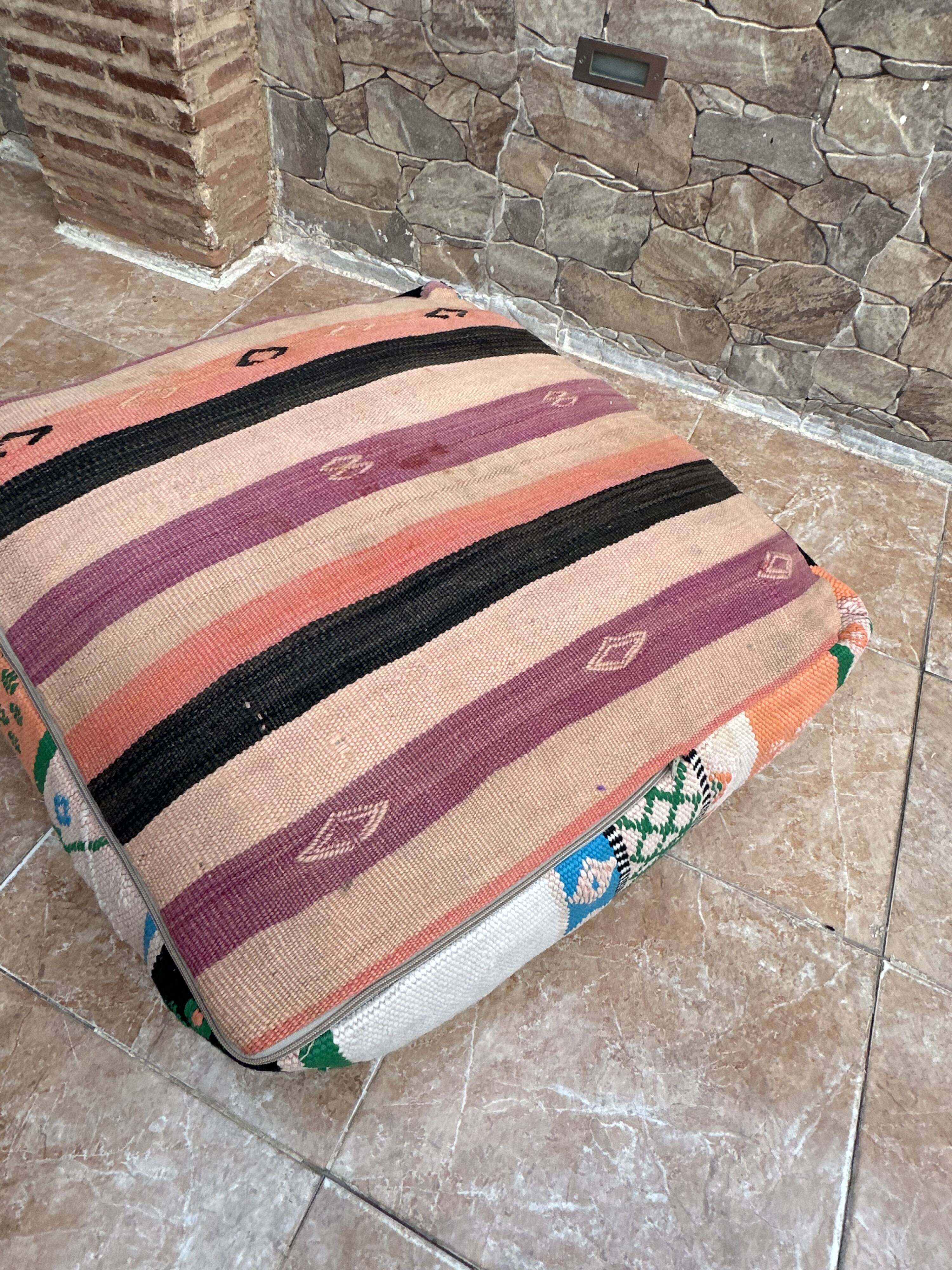 Handmade Berber Kilim pouf