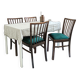 Lot de 4 chaises vintage bois brun, assise verte, style années 50