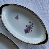 2 raviers et un plat de service ovale FD véritable porcelaine