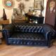 Chesterfield sofa in genuine black leather 3 seats