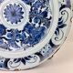 Delftware dish with blue flowers on a white background, 18th century, 35 cm