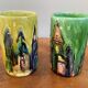 Paire de vases en céramique modernistes elio schiavon, paysage urbain sur les toits d’horizon, poterie italienne des années 1960