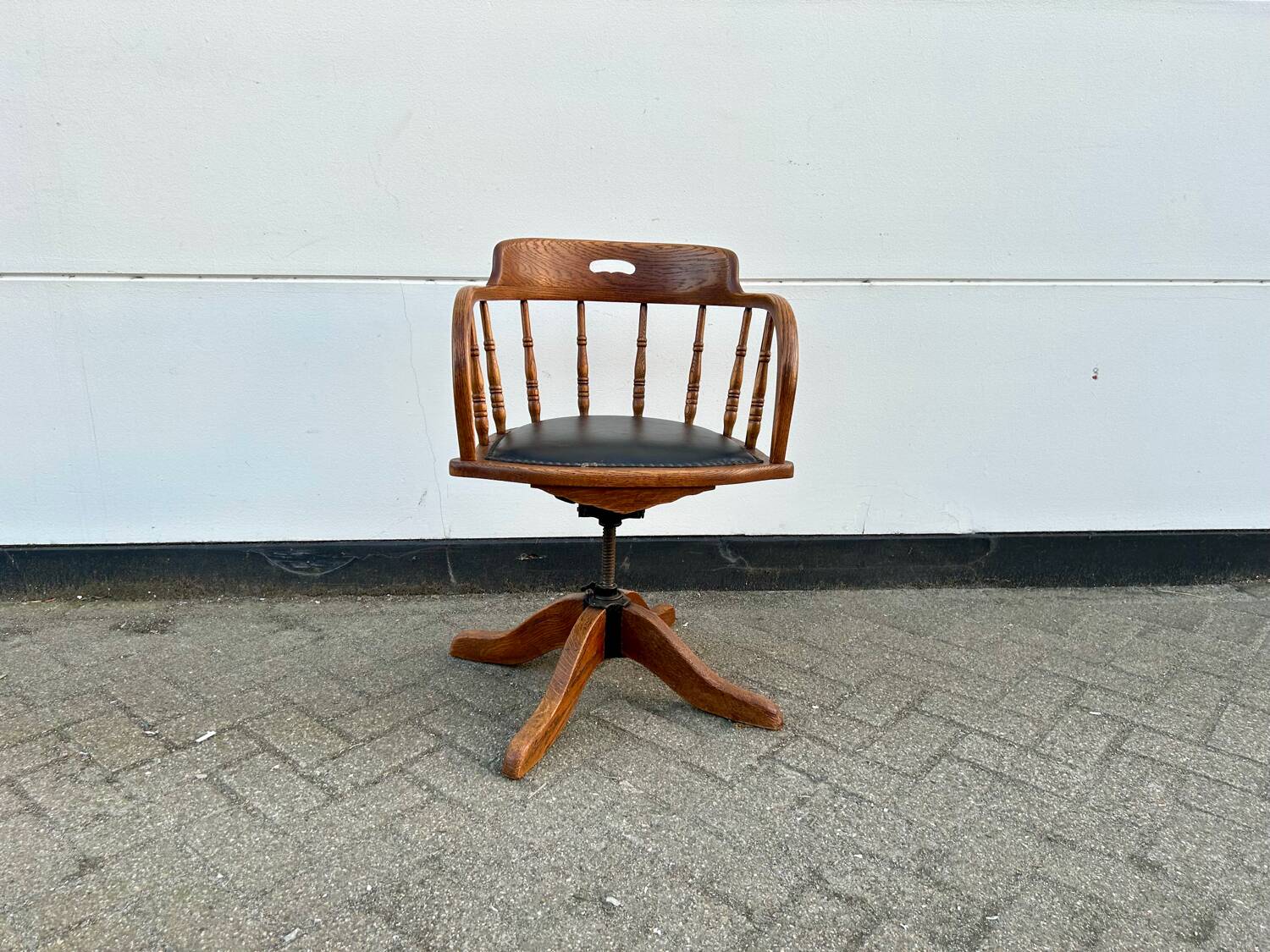 Antieke Eikenhouten Bureaustoel