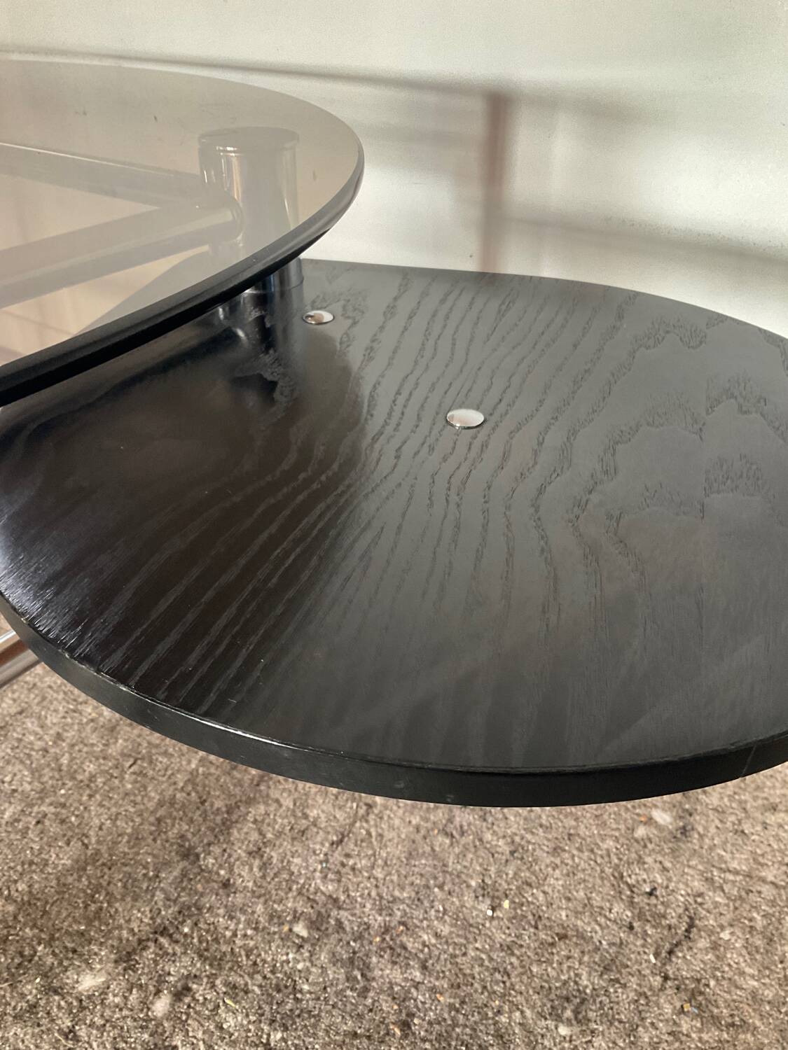 Vintage 1980s coffee table in smoked glass and chrome metal