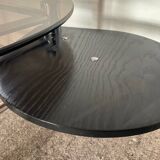 Vintage coffee table from the 80s in smoked glass and chrome metal