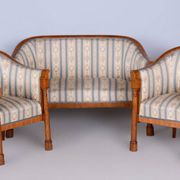 Biedermeier Birch Seating Set, Vienna, Austria, 1830s, Set of 3