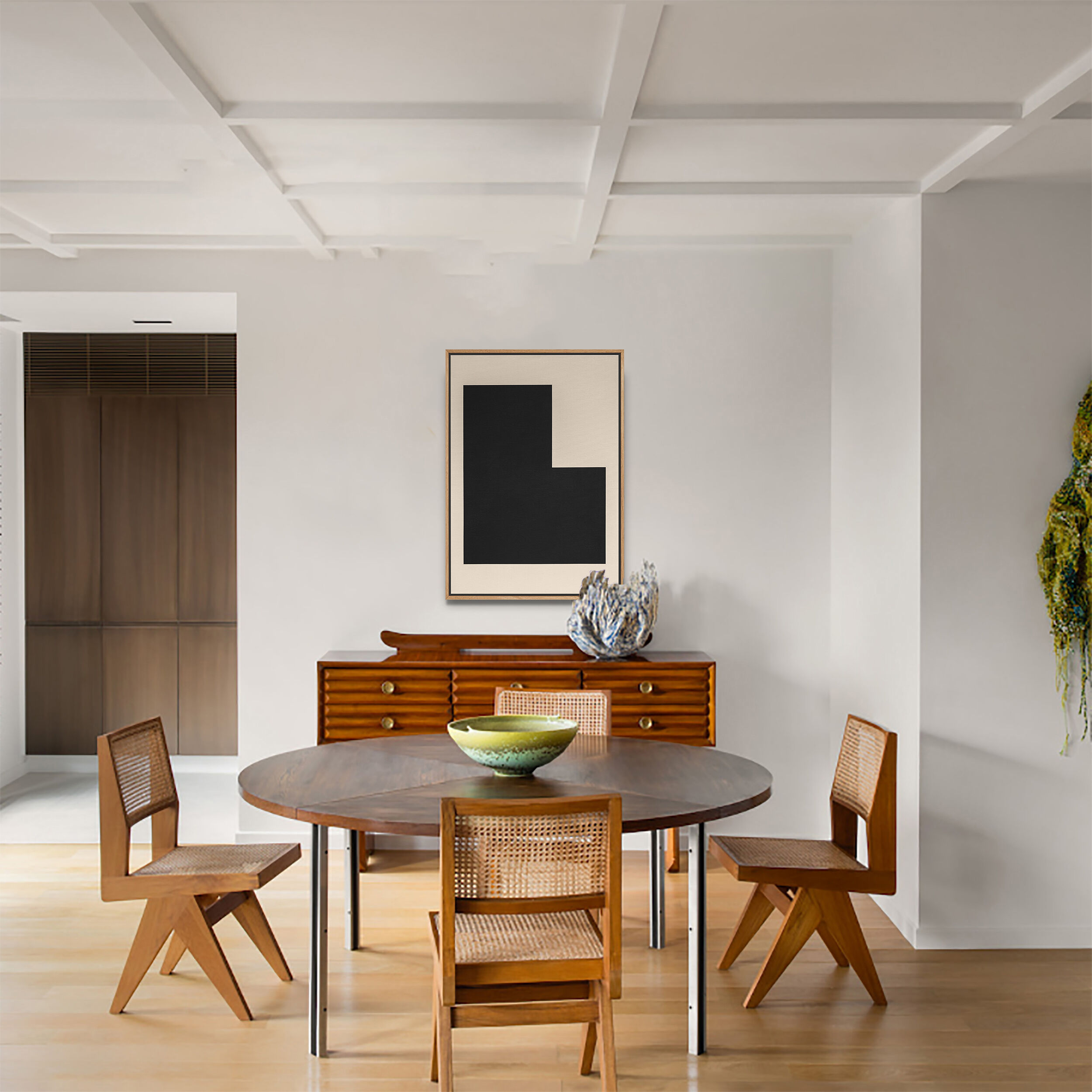 Minimalist abstract painting black sign B03