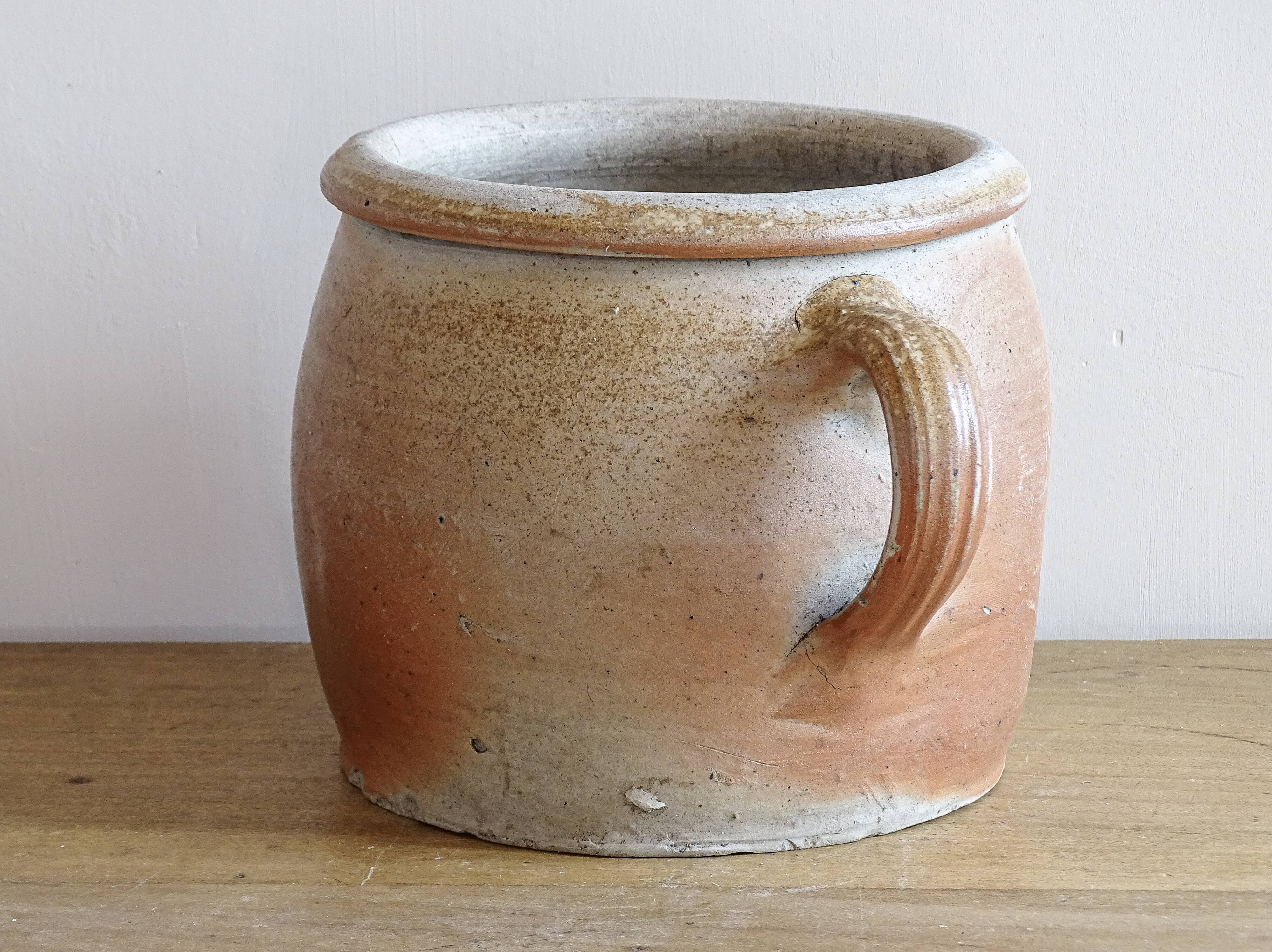 Rustic Antique Stoneware Jar with Handle