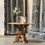 Round table in pitch pine and oak