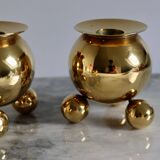Pair of Mid-Century Swedish Brass Candle Holders by Gusum Bruk