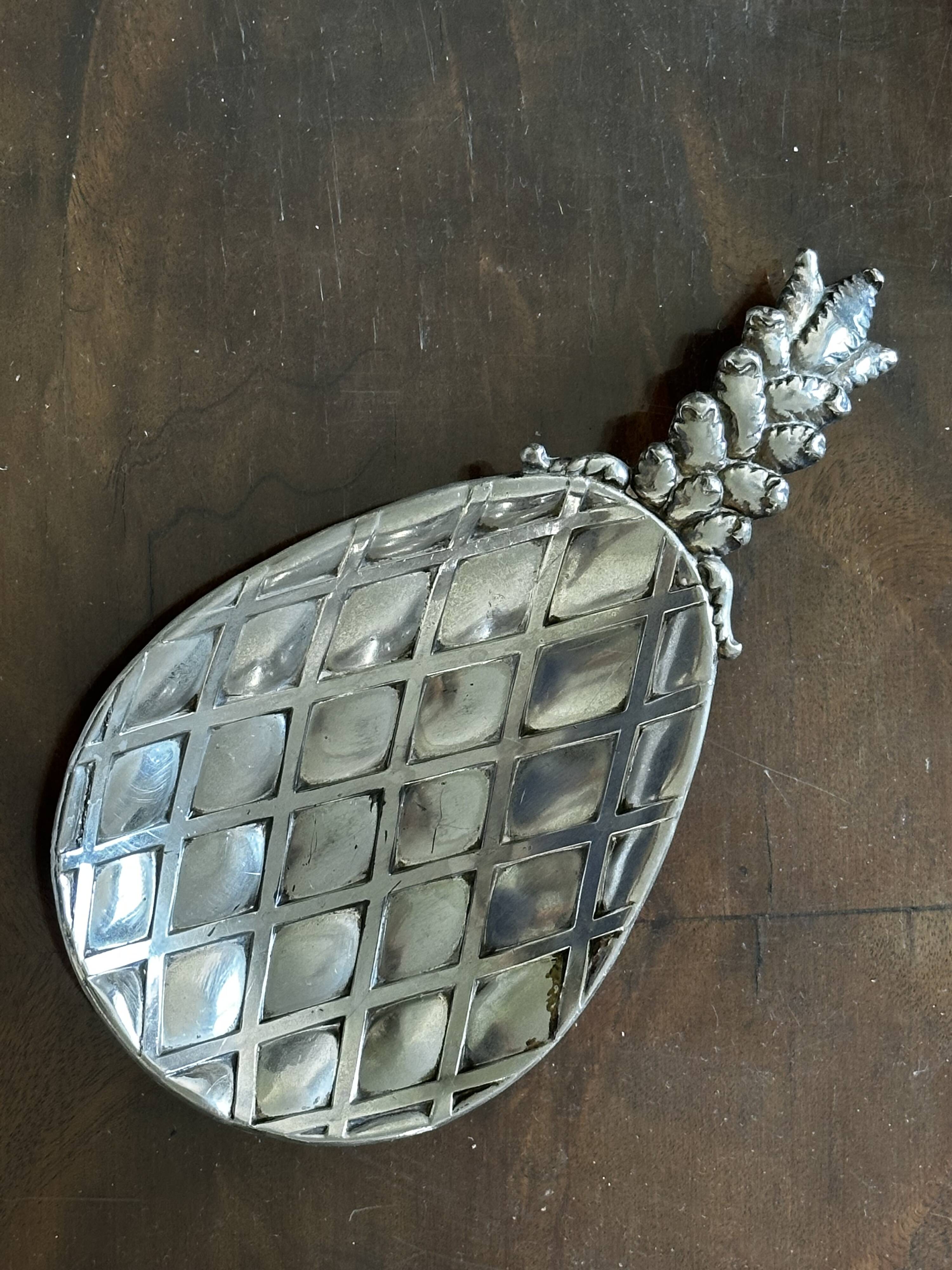 Silver-plated metal pineapple trinket tray, 1970