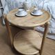 Vintage round service with foldable honey wooden wheels with 2 retractable trays (1 turn)