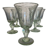 Set de 5 verres de Biot vert pâle 1960