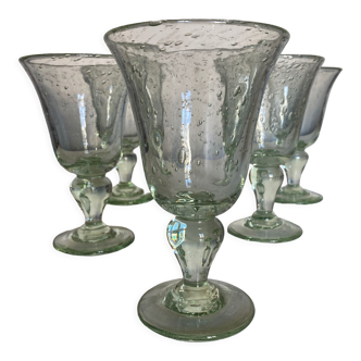 Set de 5 verres de Biot vert pâle 1960