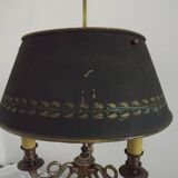 French Empire Bronze Bouillotte 3 Light Table Lamp Dark Green Shade 4229