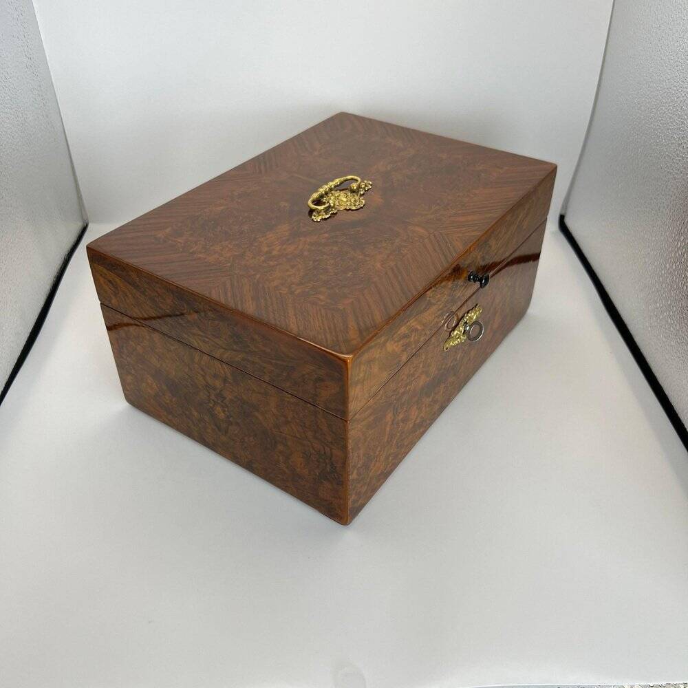 Late Biedermeier Box in Walnut and Walnut Burl, Austria, 1850s