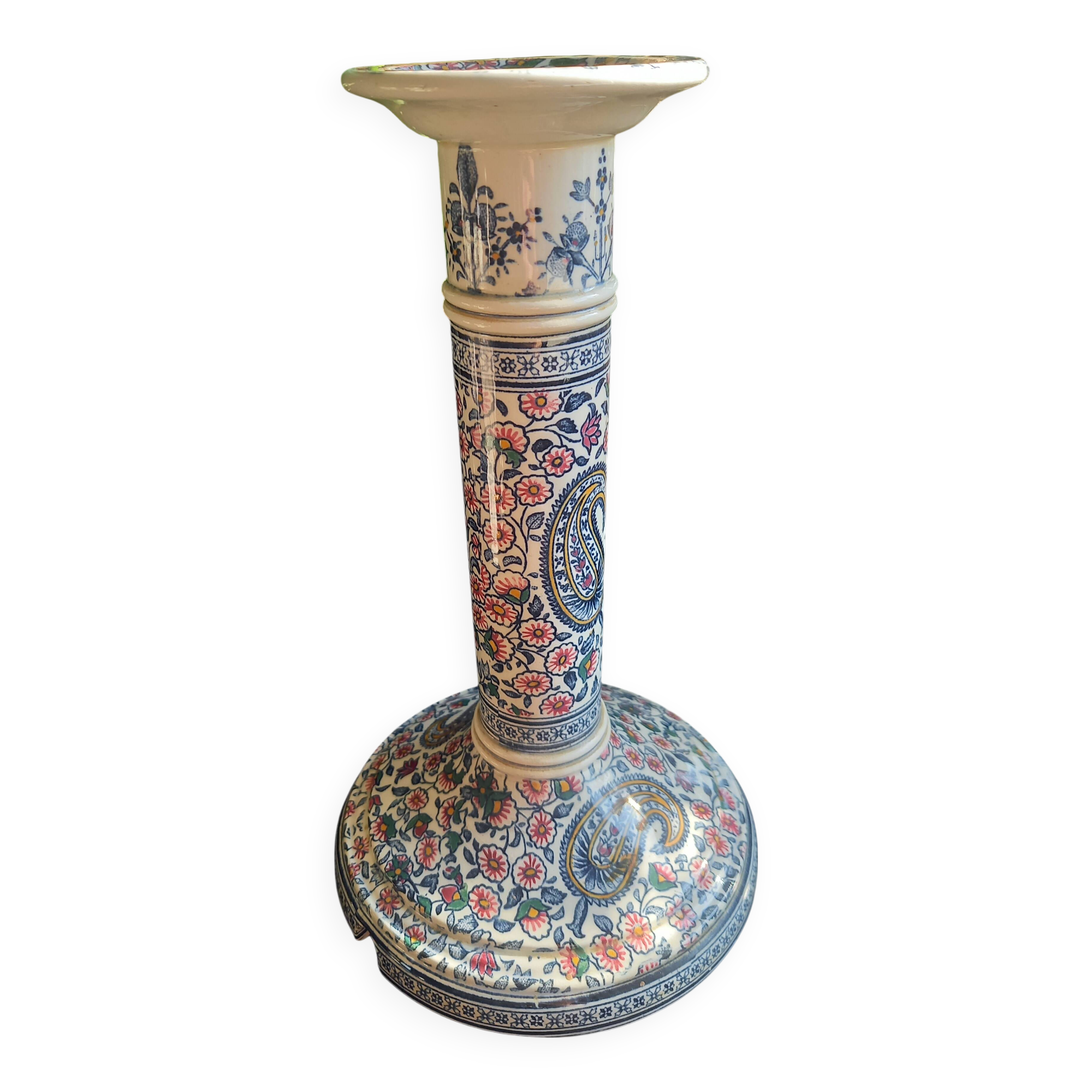 Gien earthenware lamp base, vintage Cachemire model