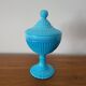Turquoise Blue Opaline Glass Candy Box