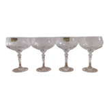 4 Champagne glasses in cut bohemian crystal Claudia
