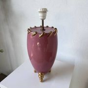 Lampe de table céramique rose et or tripode