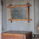Bamboo imitation wood mirror, antique mirror, hanging mirror