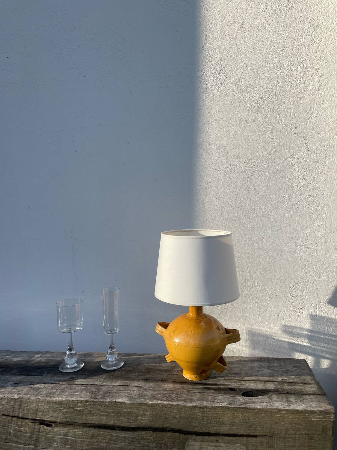 Lampe en céramique jaune Vallauris