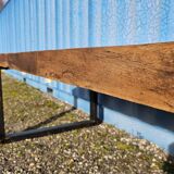 Industrial teak and metal table