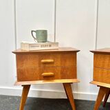 Pair of bedside tables with compass legs