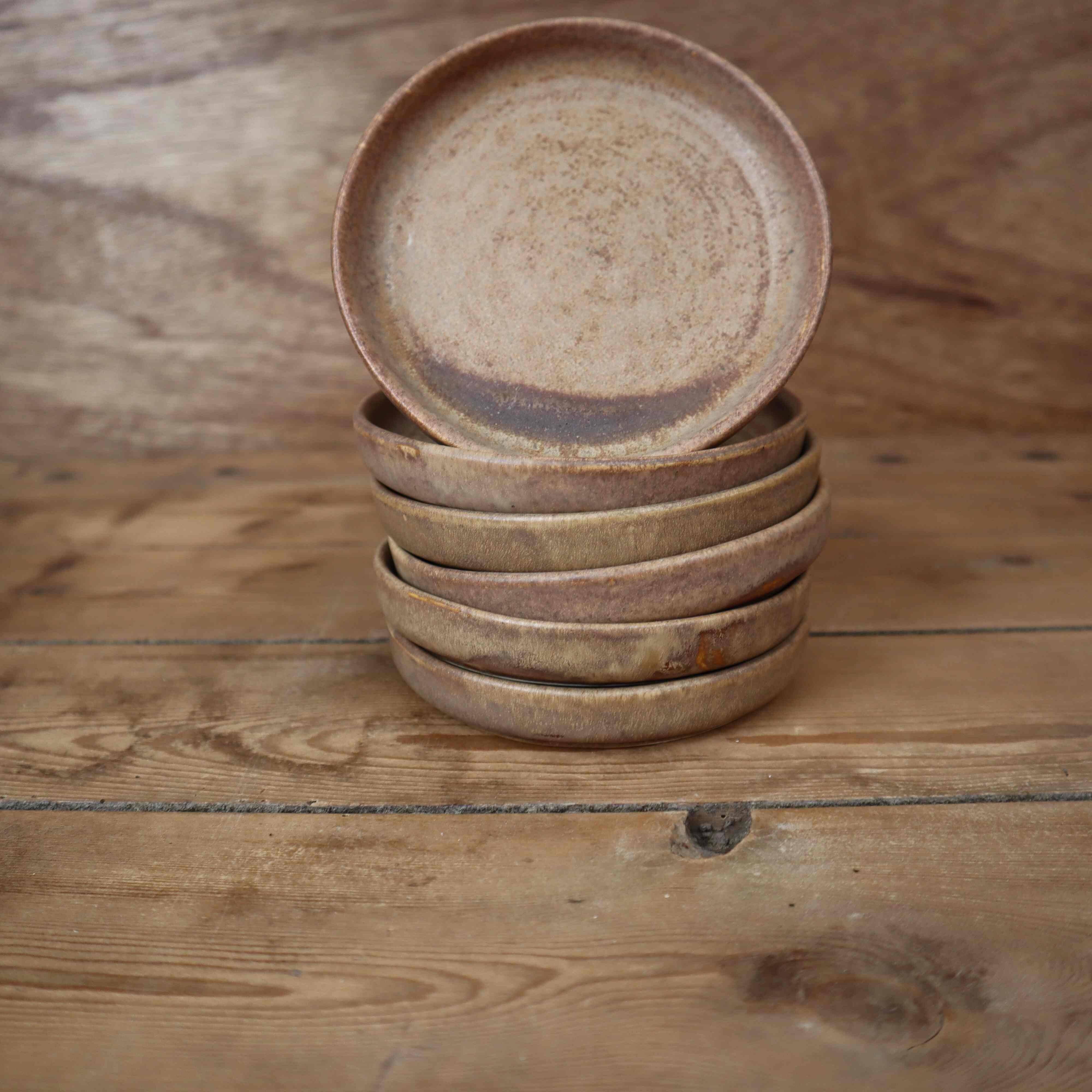 6 Antique Stoneware Coasters