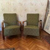 Chaises longues Art Déco avec accoudoirs en bois courbés, années 1930, lot de 2