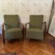 Art Deco lounge chairs with curved wooden arms, 1930s, set of 2