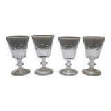 4 antique caton style crystal stemmed glasses - h10 cm