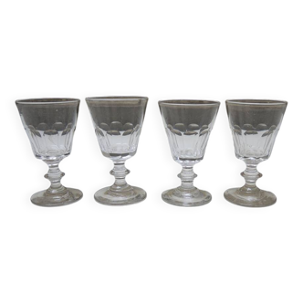 4 anciens verres à pied en cristal de style caton - h10 cm