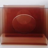 Smoked plexiglass magazine holder, Roche Bobois