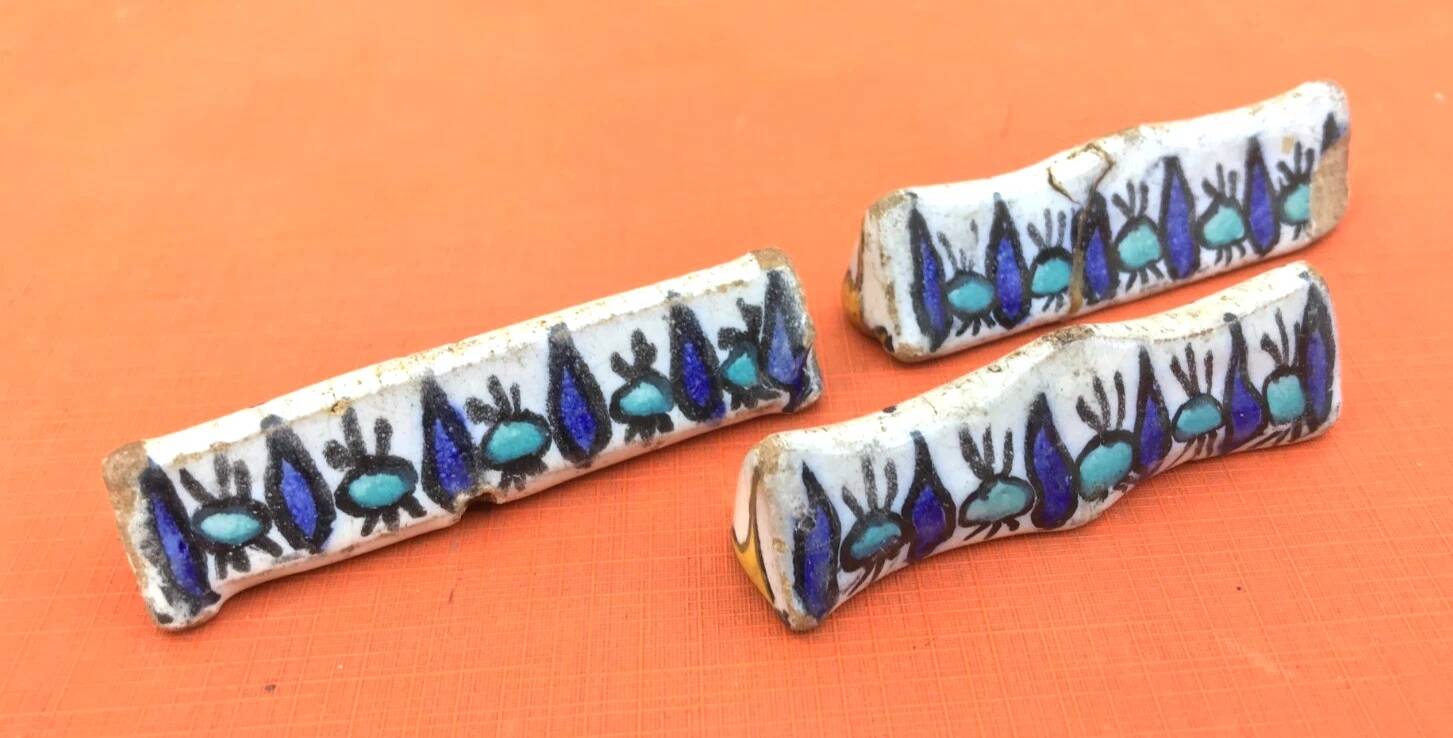 1920-1940 3 Ceramic Knife Holders Tunisian Nabeul el-Kh Workshop