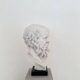 White Bust of Socrates, 1940, Plaster on a Black Marble Base
