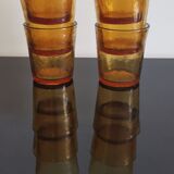 6 old amber colored glasses "lever" year 1970