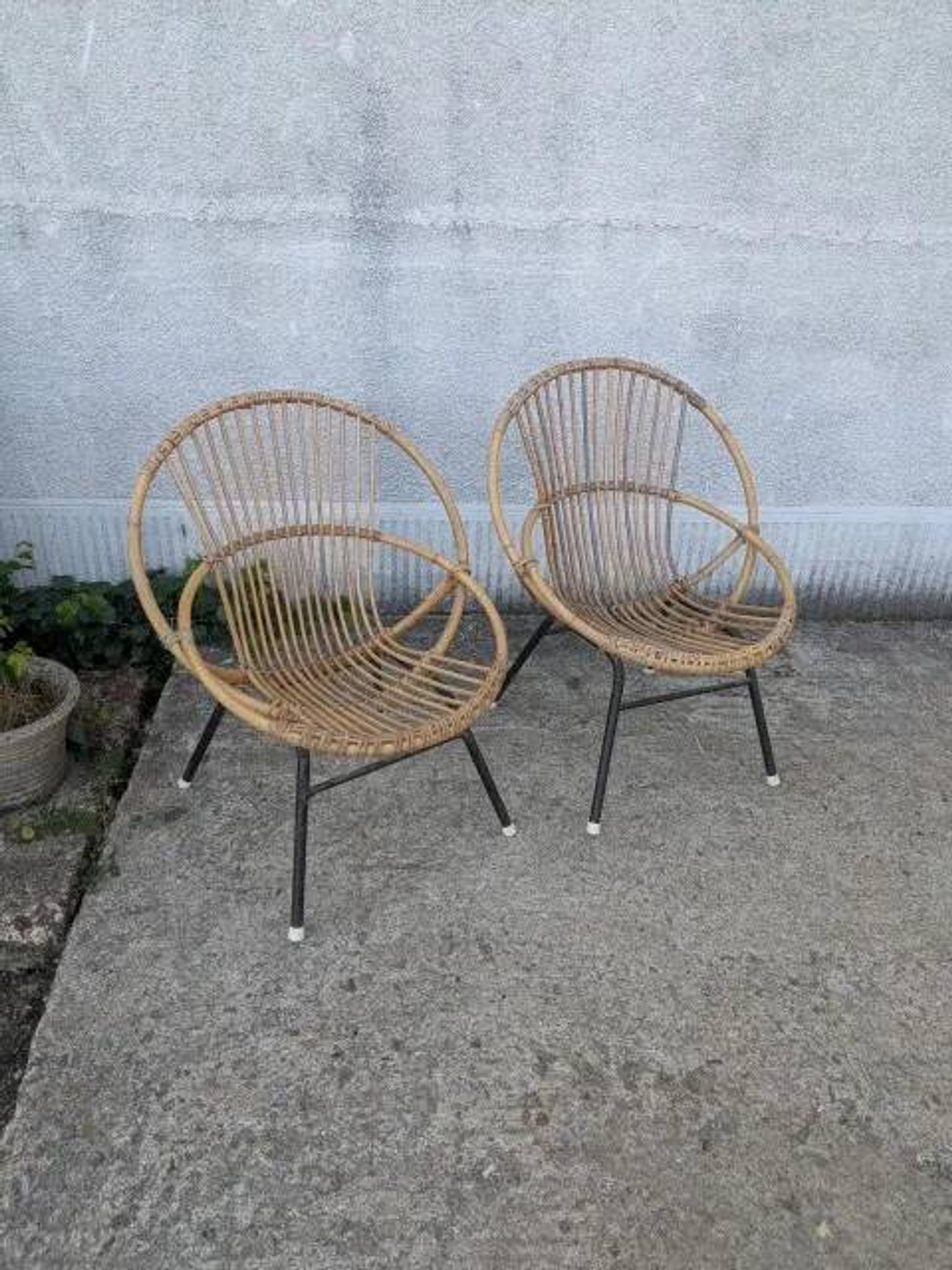 Pair of rattan armchairs