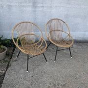 Pair of rattan armchairs