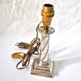 Bougeoir chandelier ancien pied de lampe en argent massif orfèvre suisse a.manz