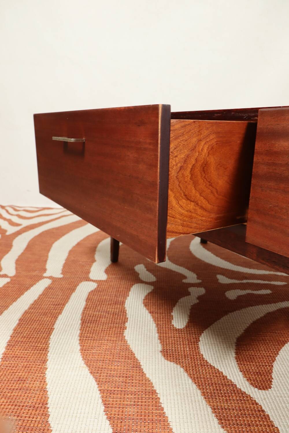 Vintage low board chest of drawers mid century modern design palisander color 1970