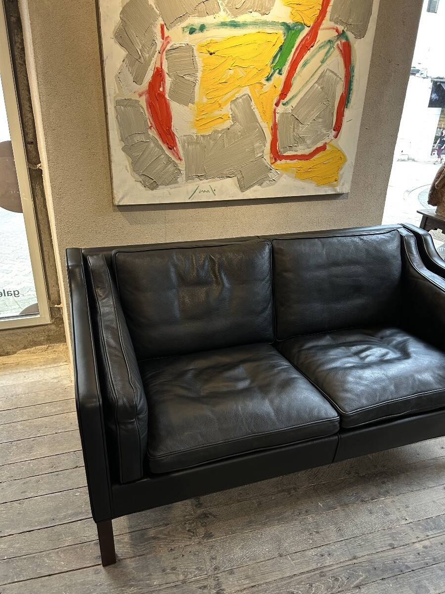 Borge Mogensen - 2-seater black leather sofa