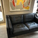 Borge Mogensen - 2-seater black leather sofa