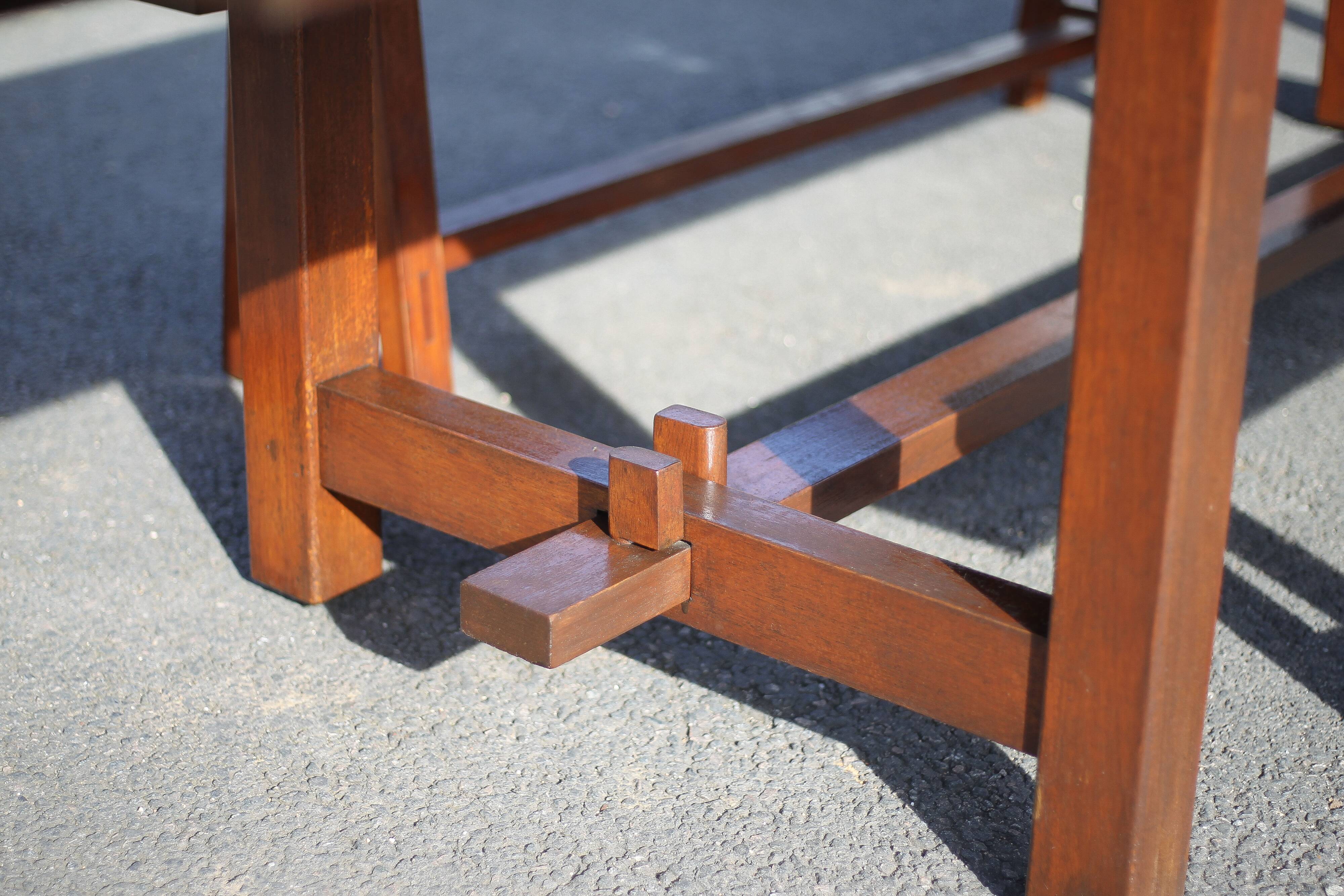 Farmhouse table with extensions and its 2 benches, living room table, solid wood table, kitchen, chalet, ca