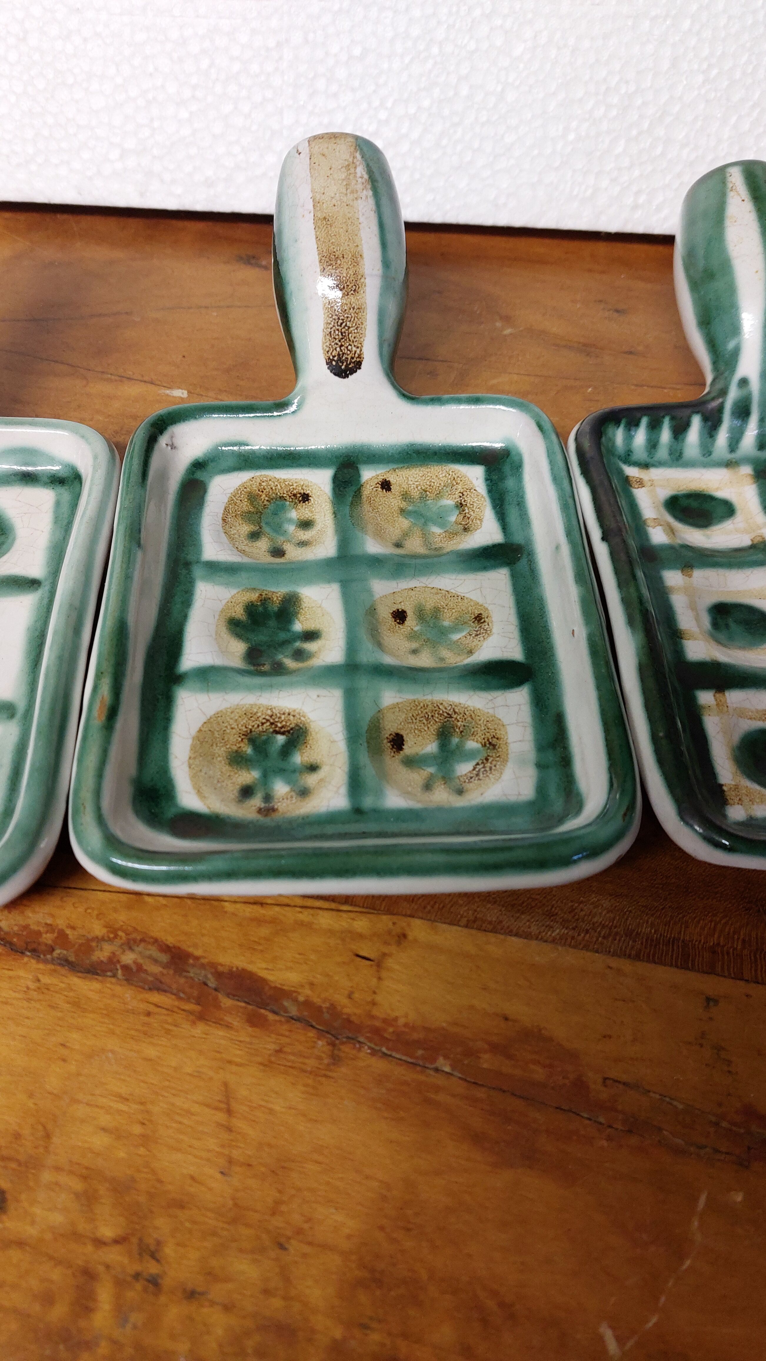 Three Robert Picault ceramic frying pans