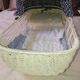 White rattan baby bed bassinet France 70's