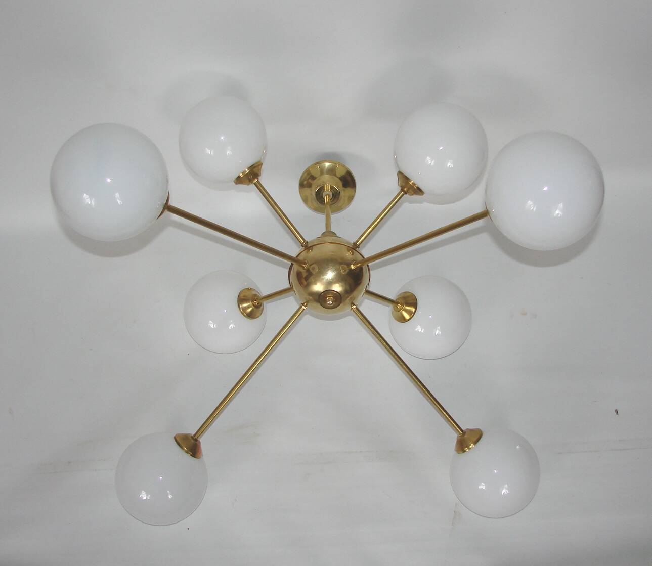 1960s Sputnik chandelier | Brass and glass | 8x E14 | Vintage